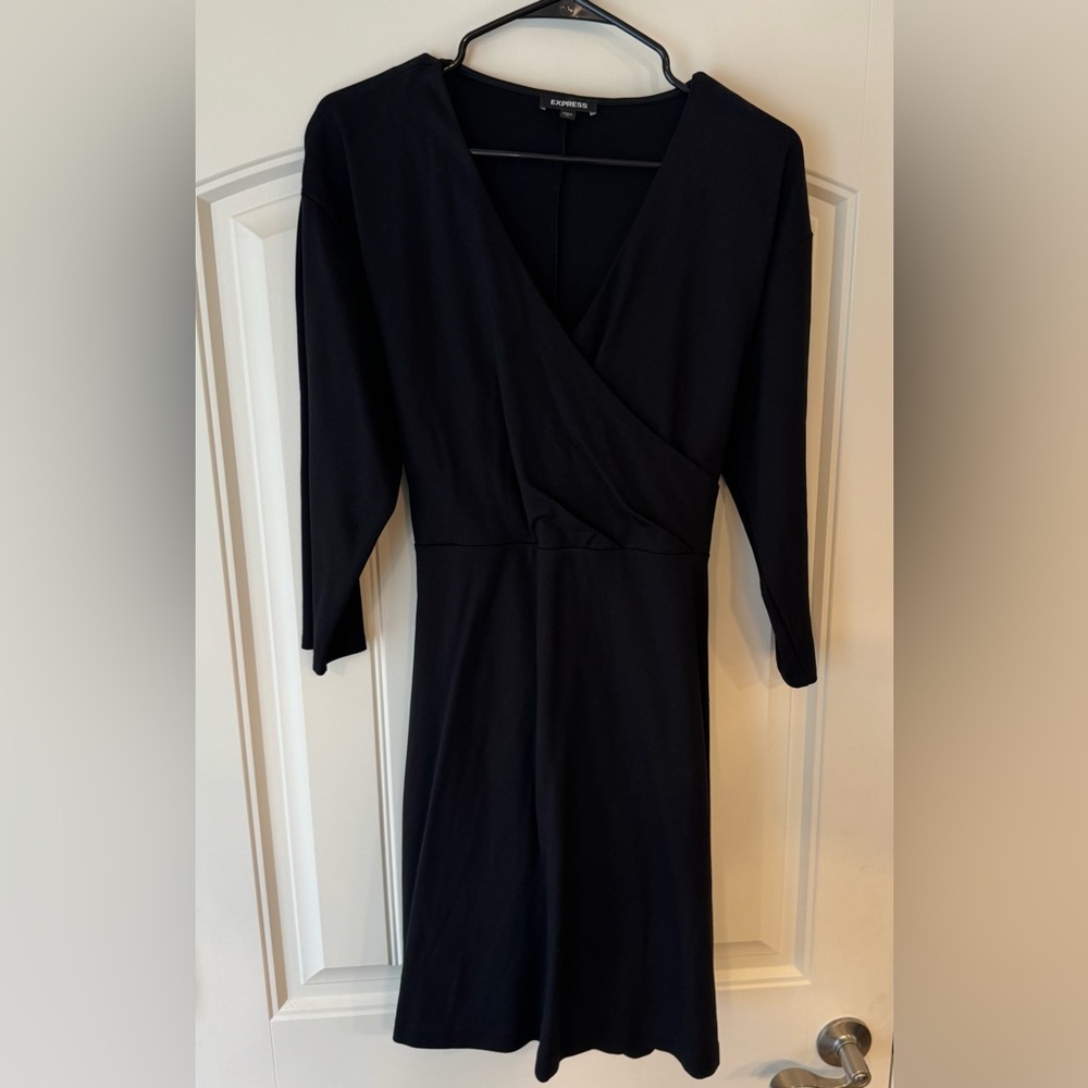 Express - Elegant Black Wrap Dress - Medium